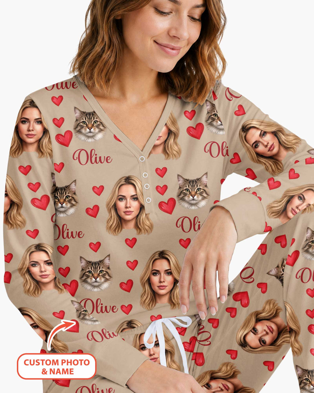 Custom Face Family Matching Bamboo Women Pajama Set