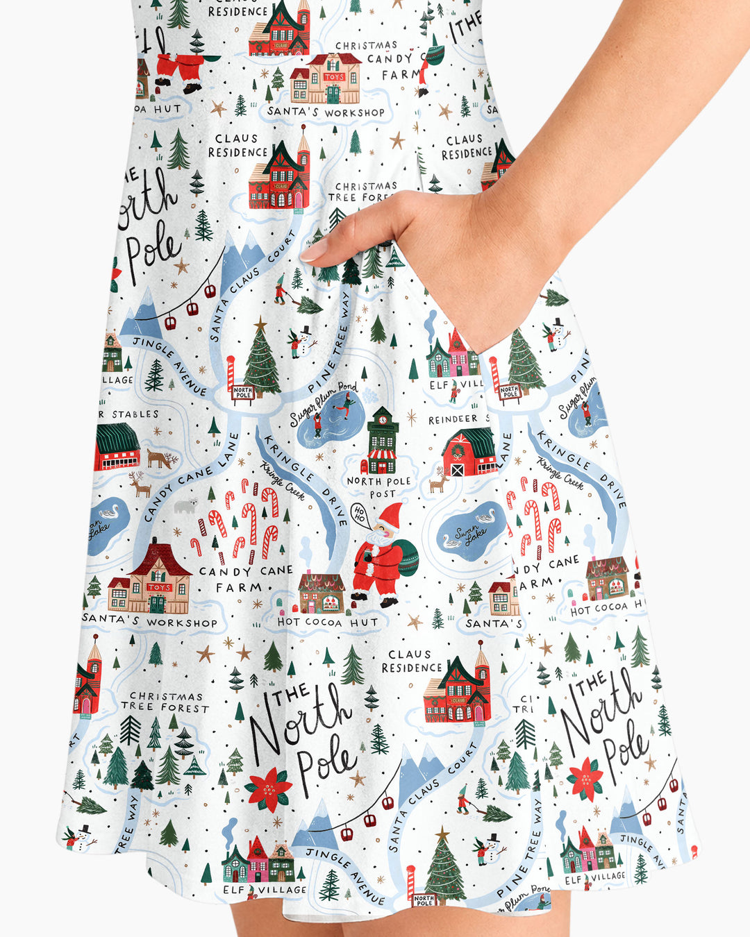 The North Pole Map Bamboo Women’s Short Sleeve Twirl Dress