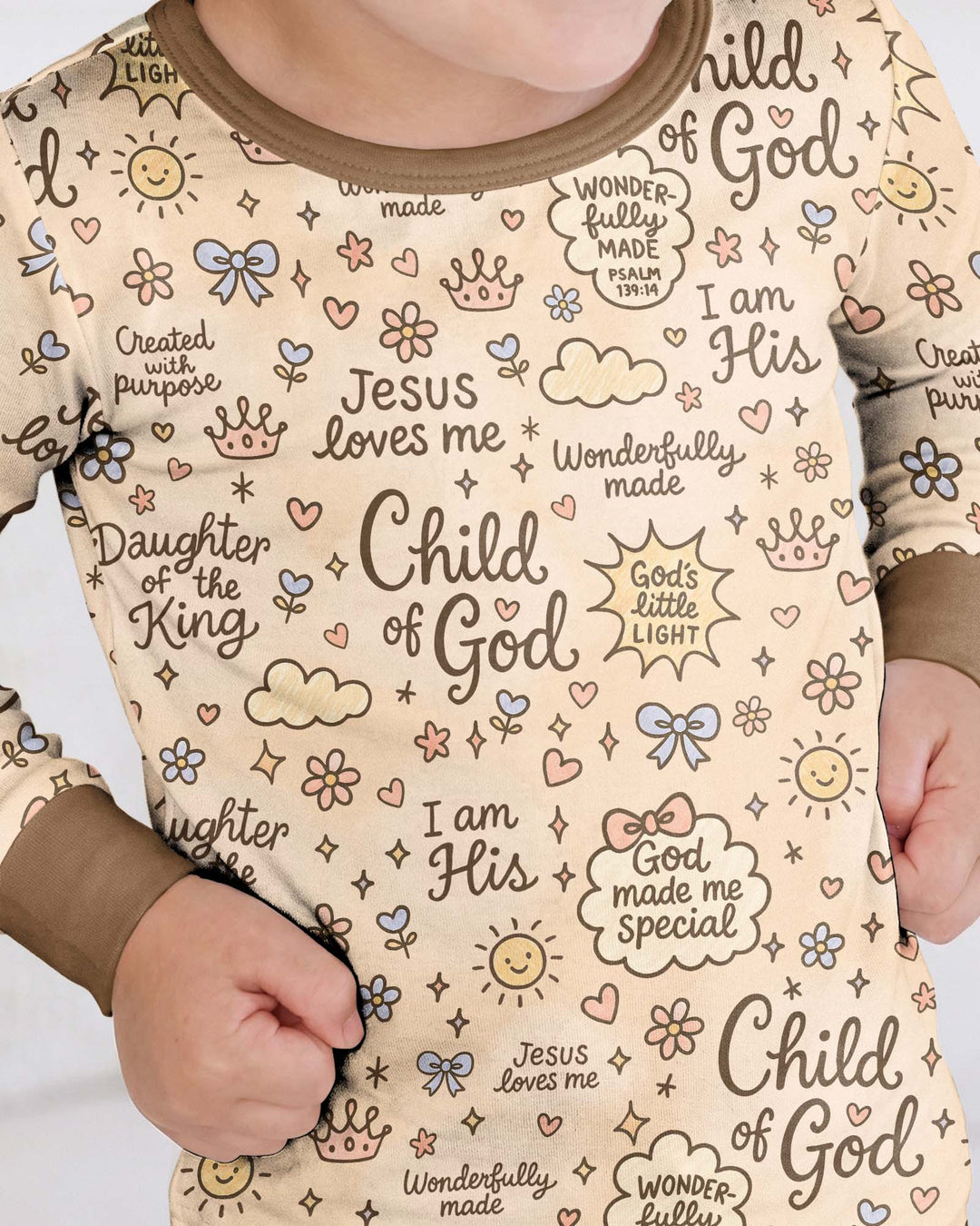 Child Of God Jesus Loves Me Bamboo Two Piece Long Sleeve Pajama Set