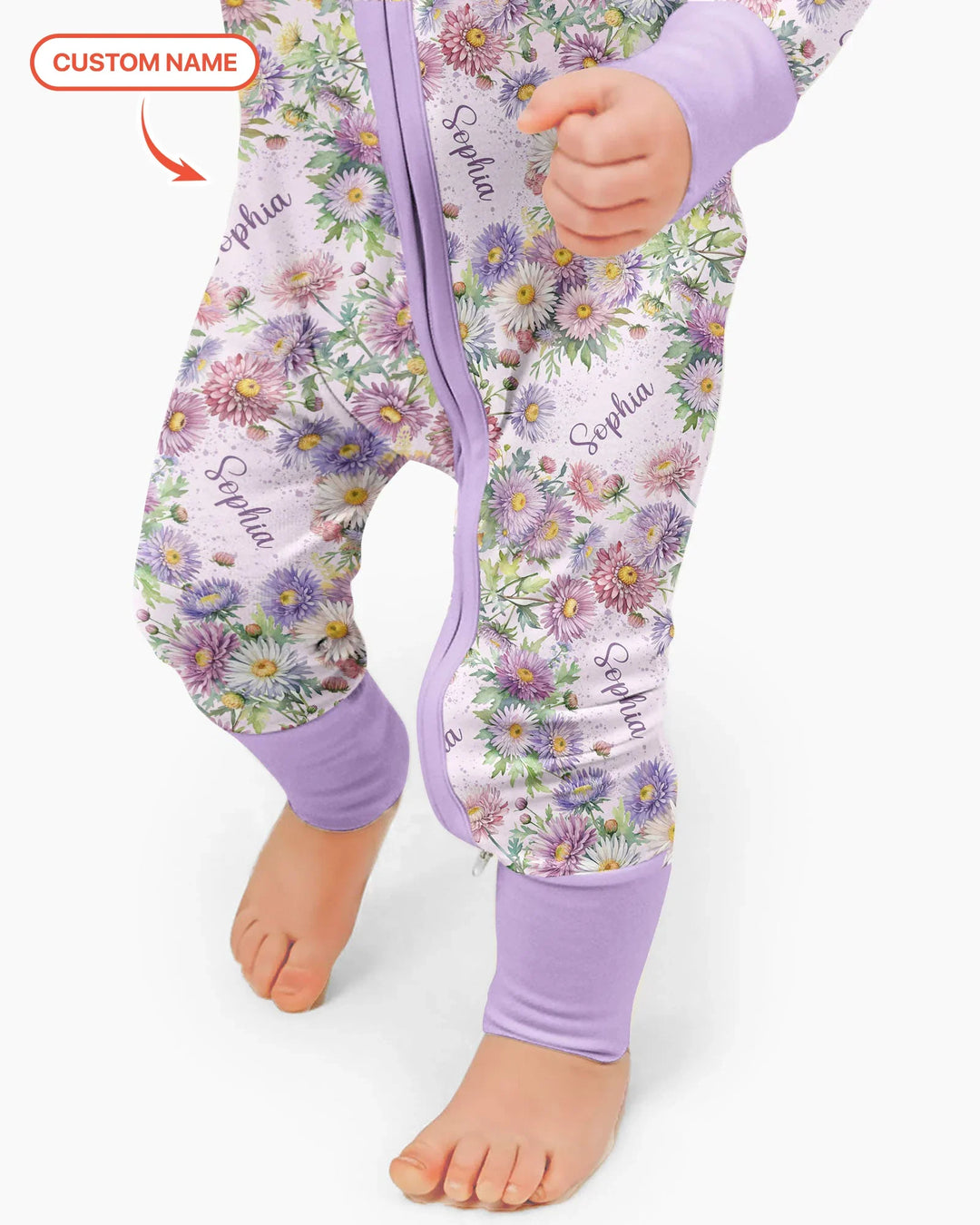Bambú Convertible Zippy con Flores de Mes de Nacimiento y Nombre Personalizado