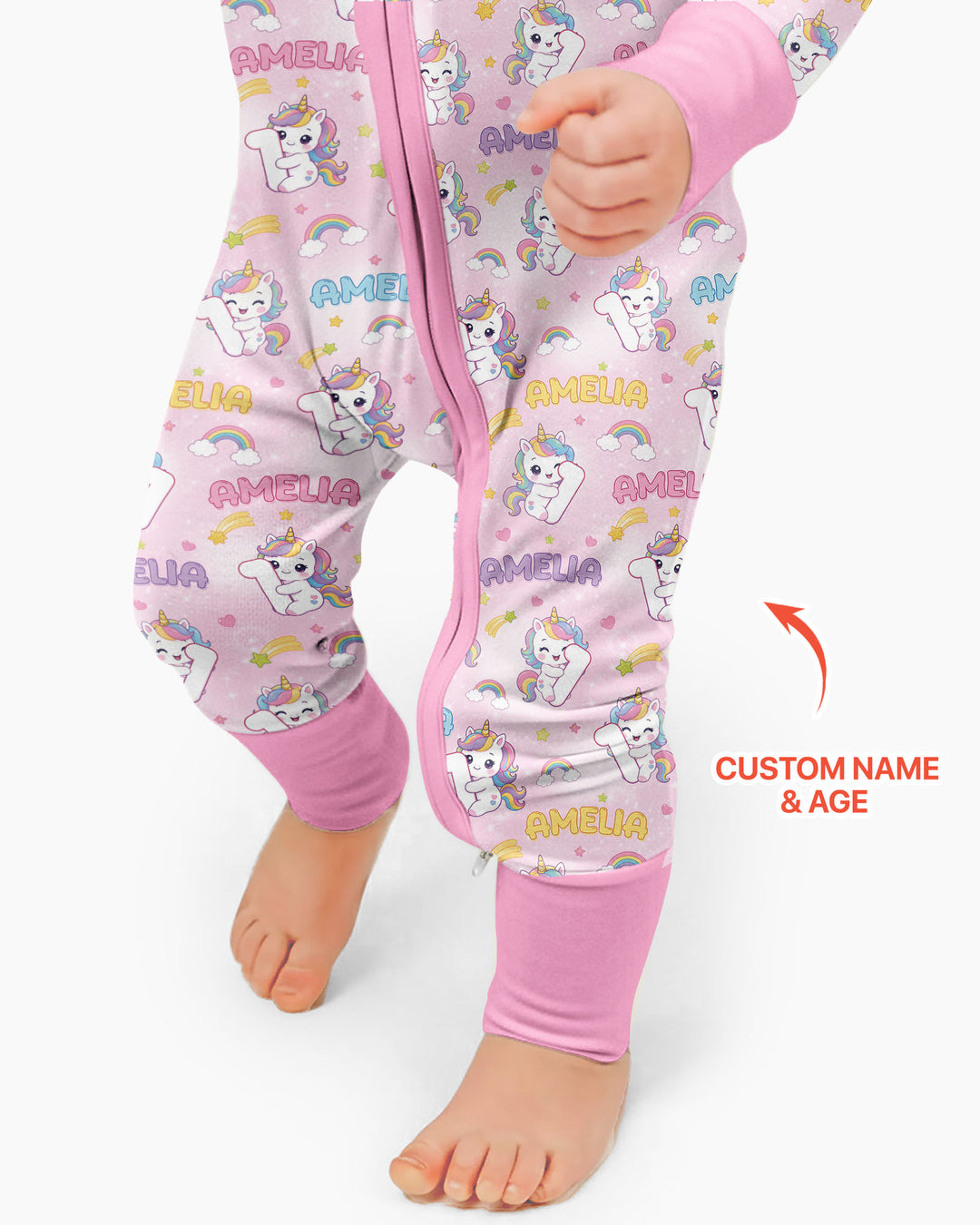 Custom Name Kawaii Unicorn Birthday Bamboo Convertible Zippy