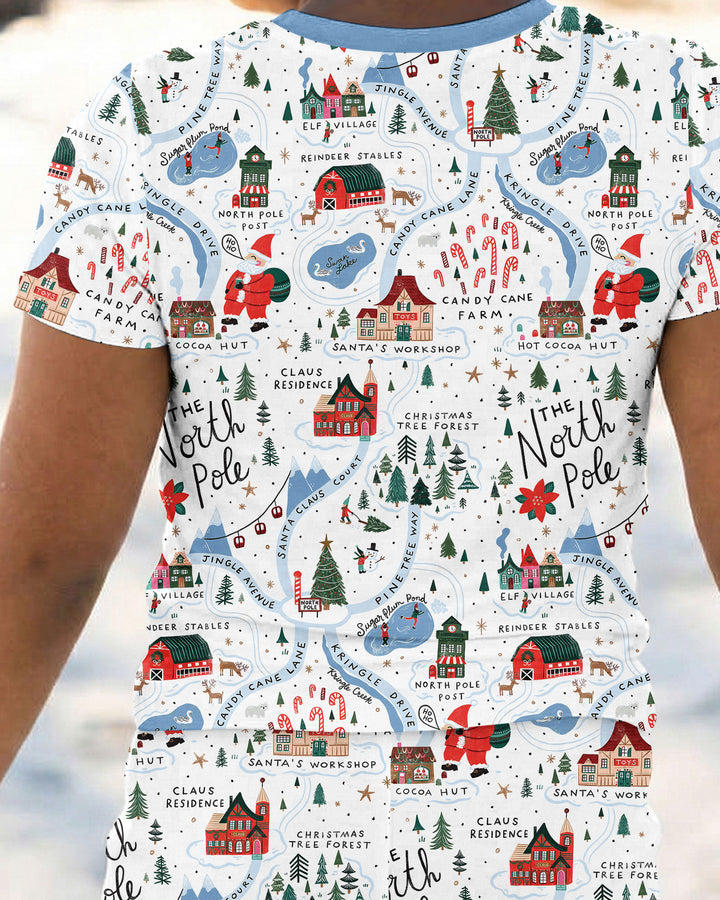 The North Pole Map Bamboo Two Piece Short Sleeve Pajama Set