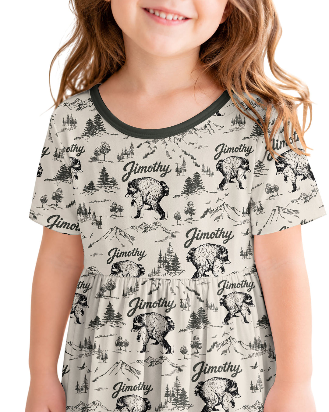 Vintage Jimothy Racoon Family Matching Bamboo Twirl Dress