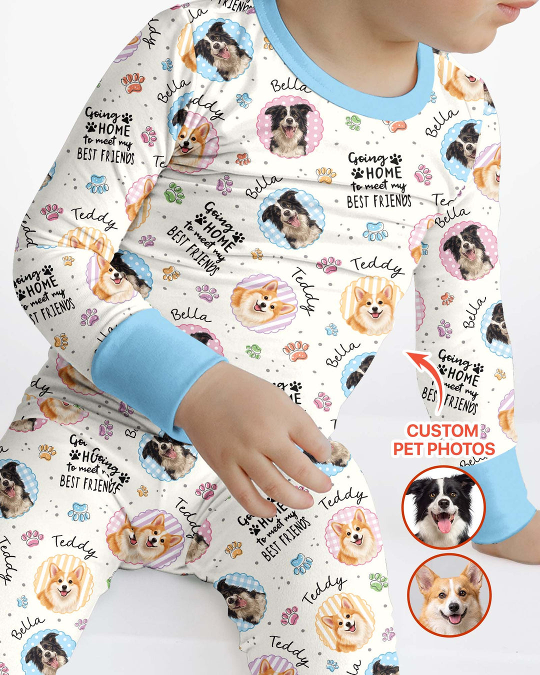 Custom Pet Photo My First Best Friend Bamboo Two Piece Long Sleeve Pajama Set