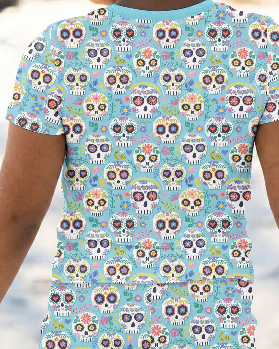 Floral Skull Bamboo Two Piece Short Sleeve Pajama Set