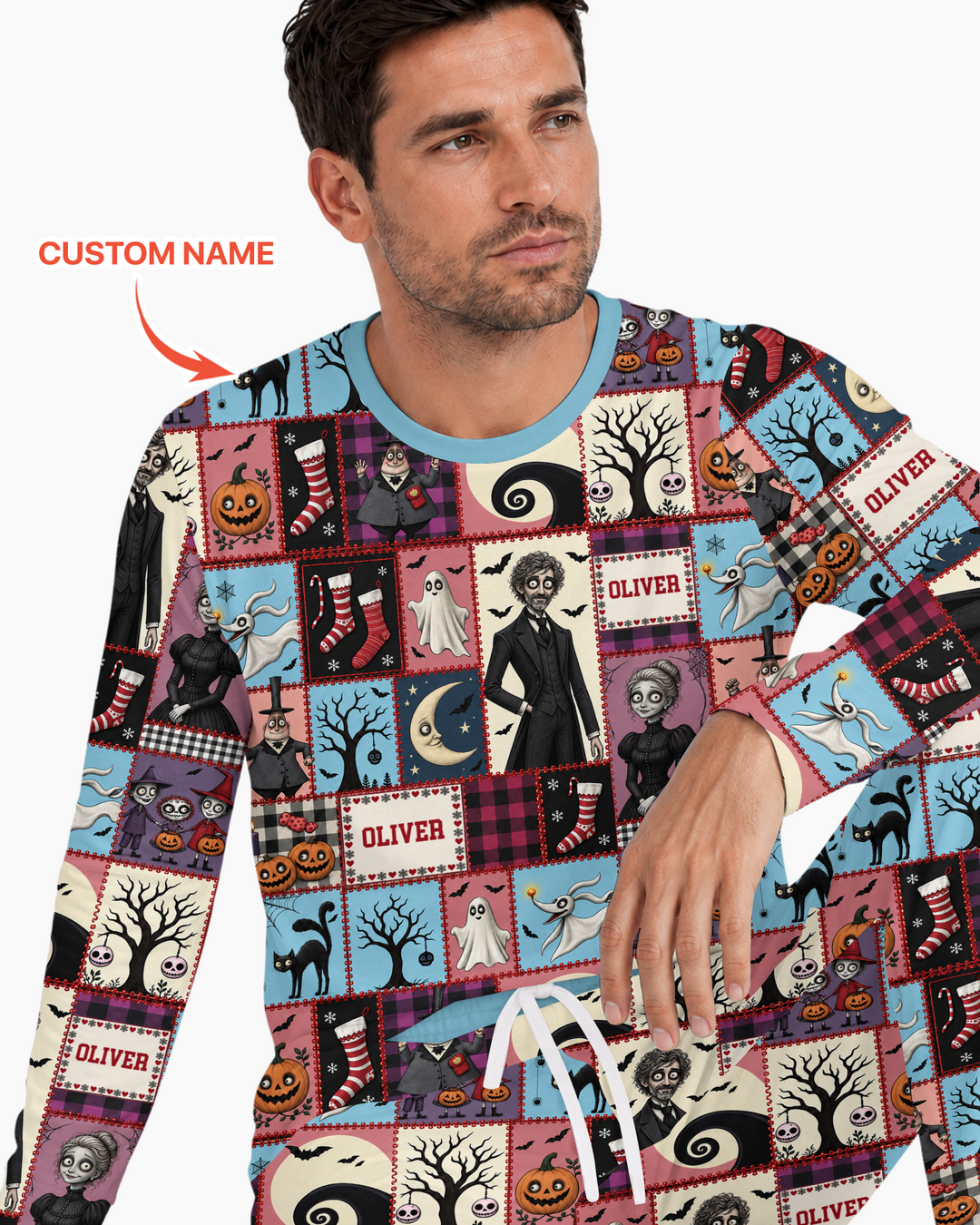 Vertical Halloween Bamboo Men's Pajama Set