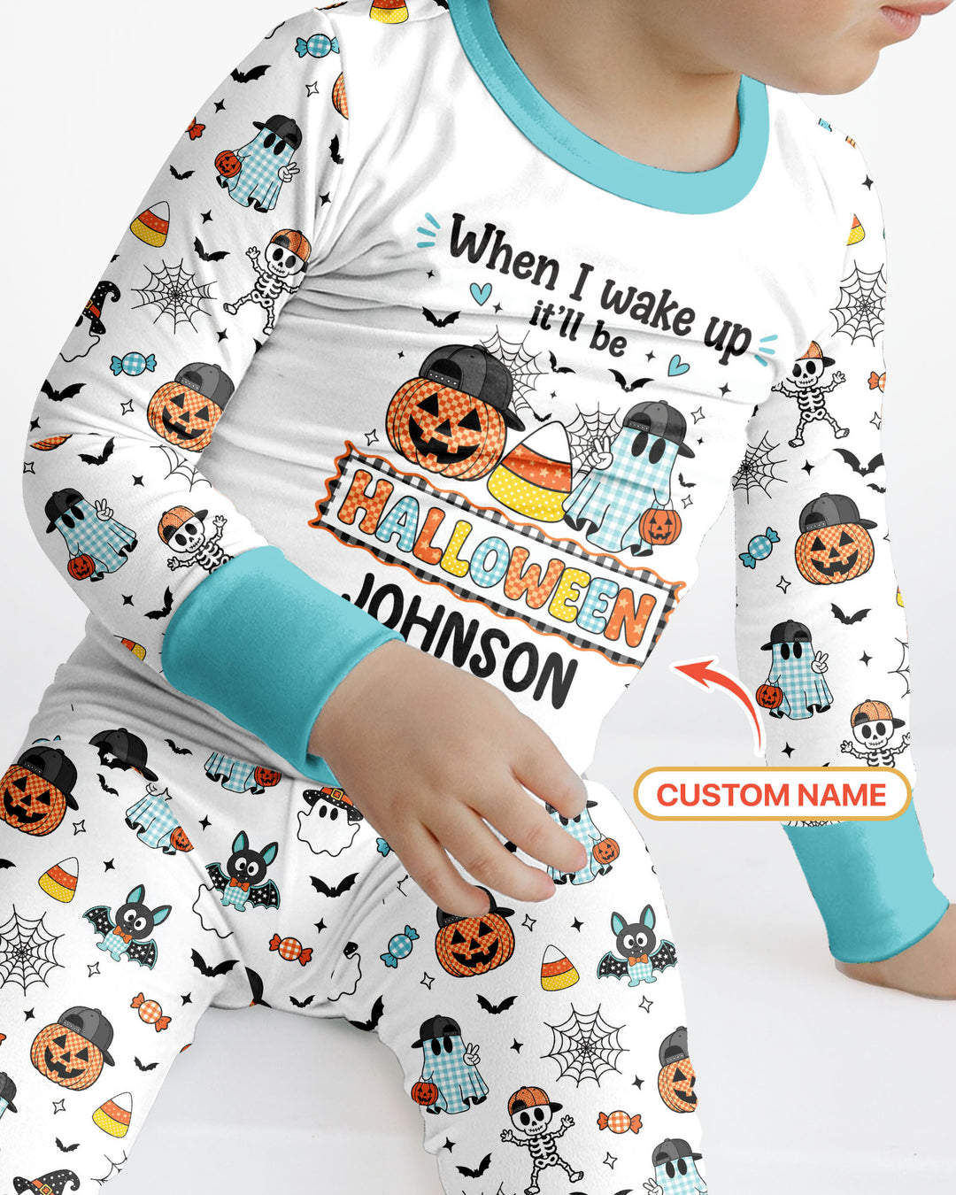 Custom Name When I Wake Up It'll Be Halloween! Bamboo Two Piece Long Sleeve Pajama Set