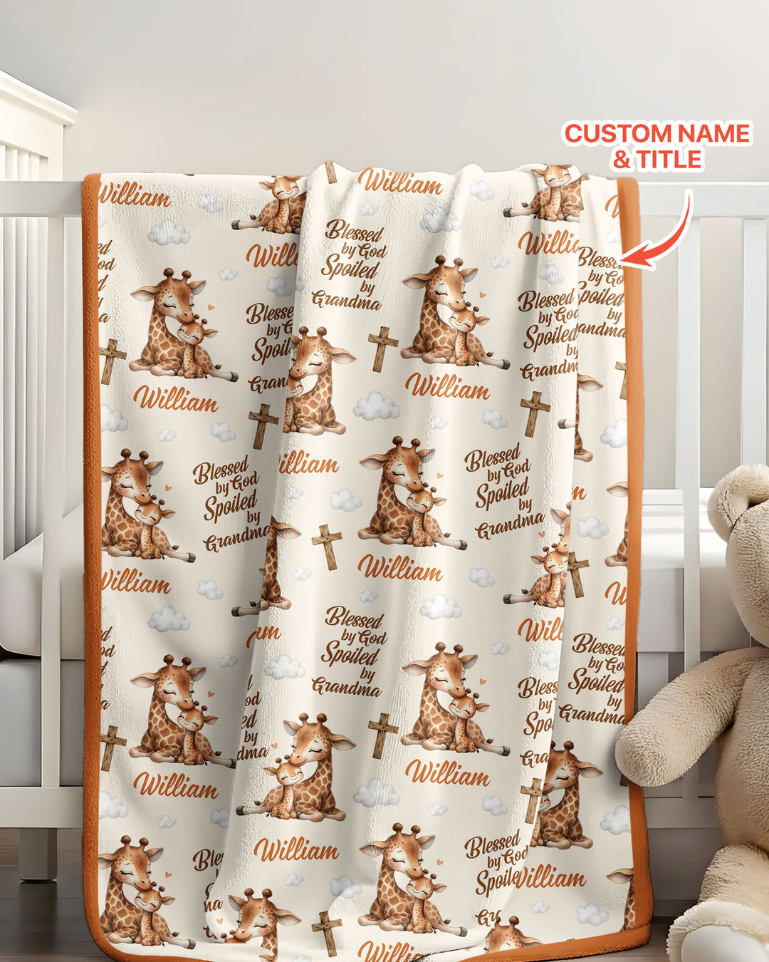 Custom Name Blessed By God Spoiled By Grandma Bamboo Blanket
