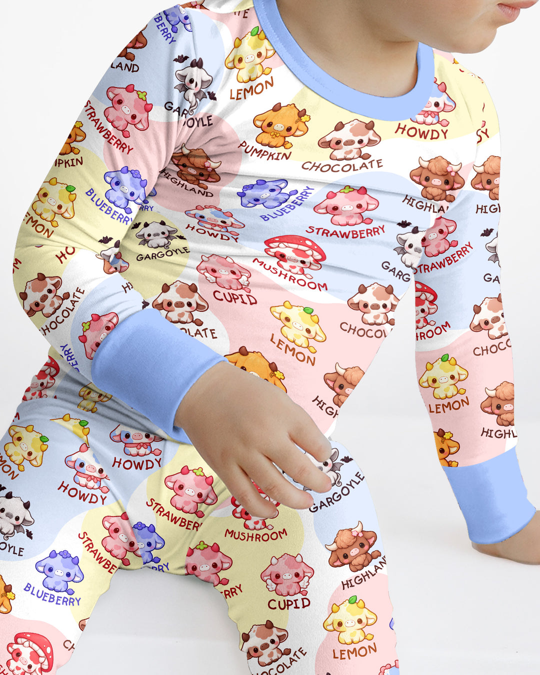 Kawaii Cow Bamboo Two Piece Long Sleeve Pajama Set
