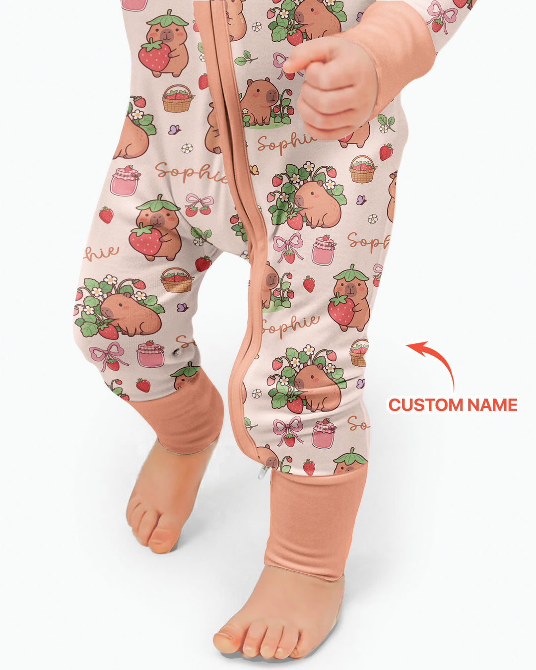 Custom Name Capybara Strawberry Bamboo Convertible Zippy