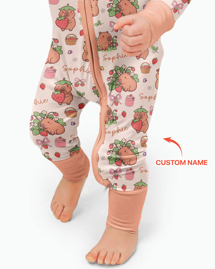 Custom Name Capybara Strawberry Bamboo Convertible Zippy