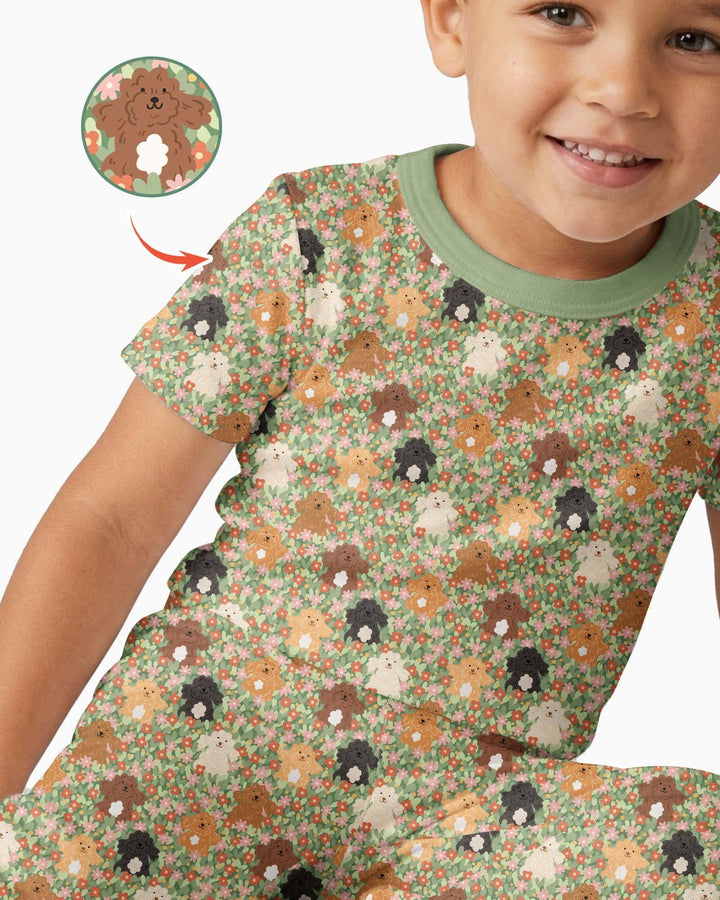 Puppy Garden Family Matching Bamboo Two Piece Short Sleeve Pajama Set