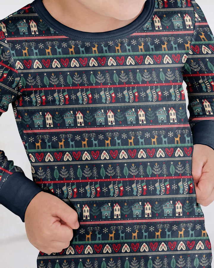 Vintage Nordic Christmas Bamboo Two Piece Long Sleeve Pajama Set