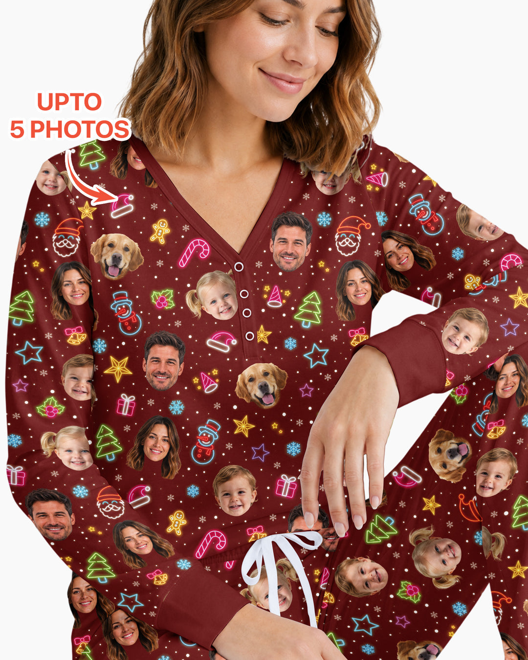 Christmas Faces Bamboo Women Pajama Set
