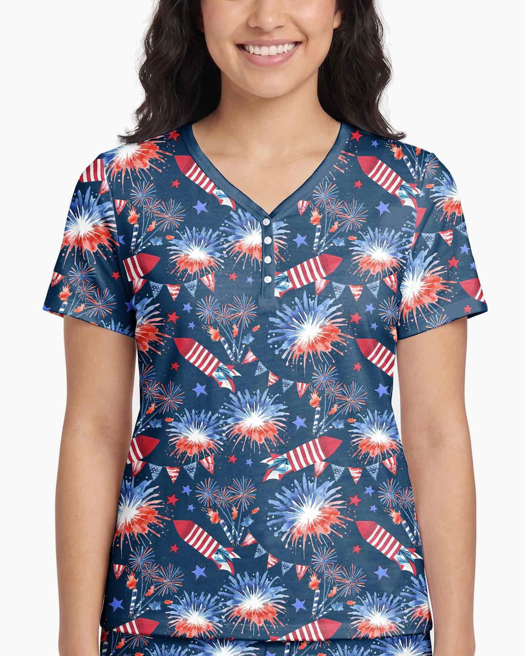 Firework Bamboo Women Short Sleeve Short Pajama Set