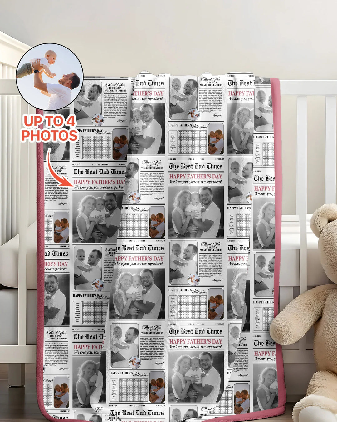 Custom Photo The Best Dad Times Bamboo Blanket