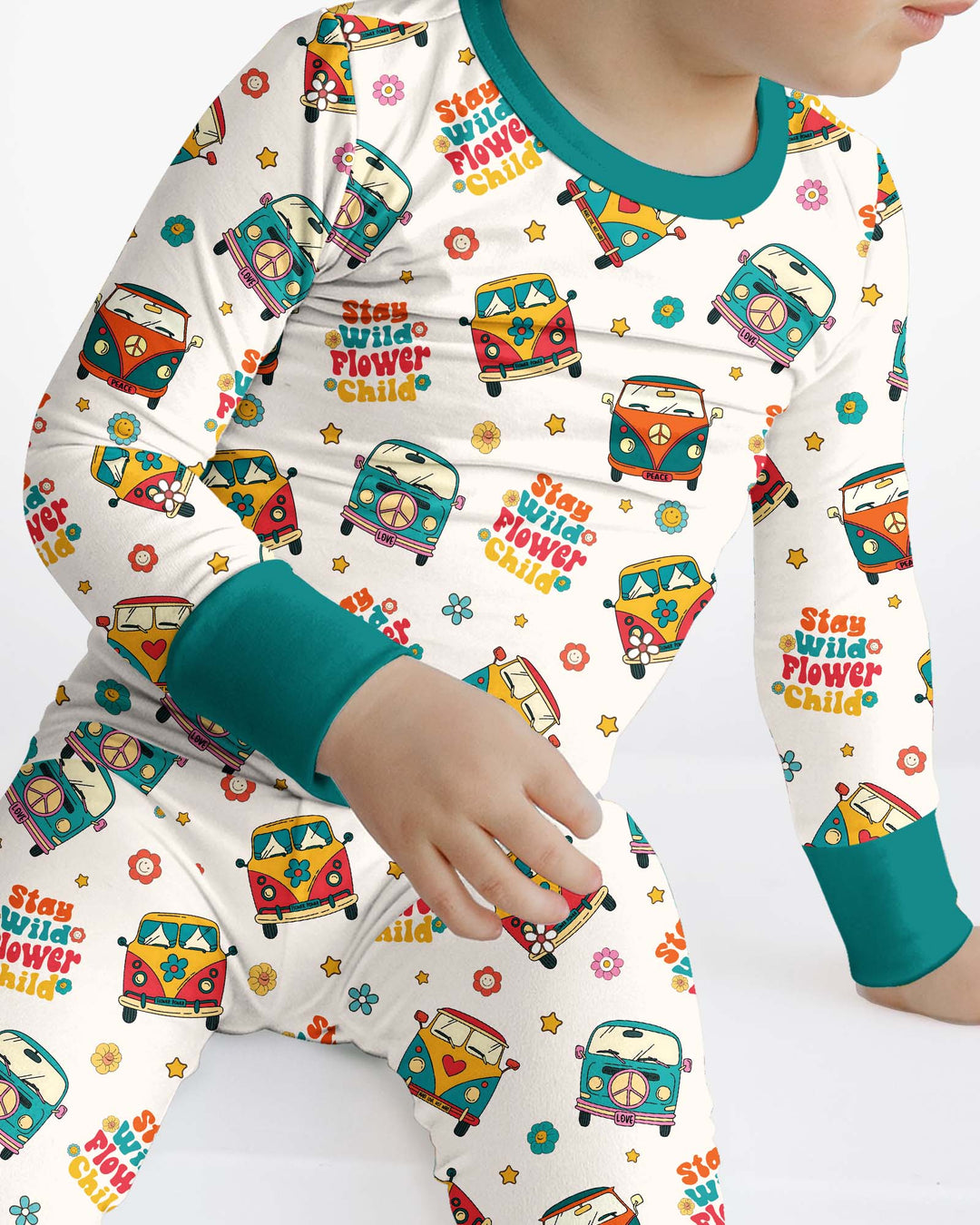 Stay Wild Flower Child Bamboo Two Piece Long Sleeve Pajama Set
