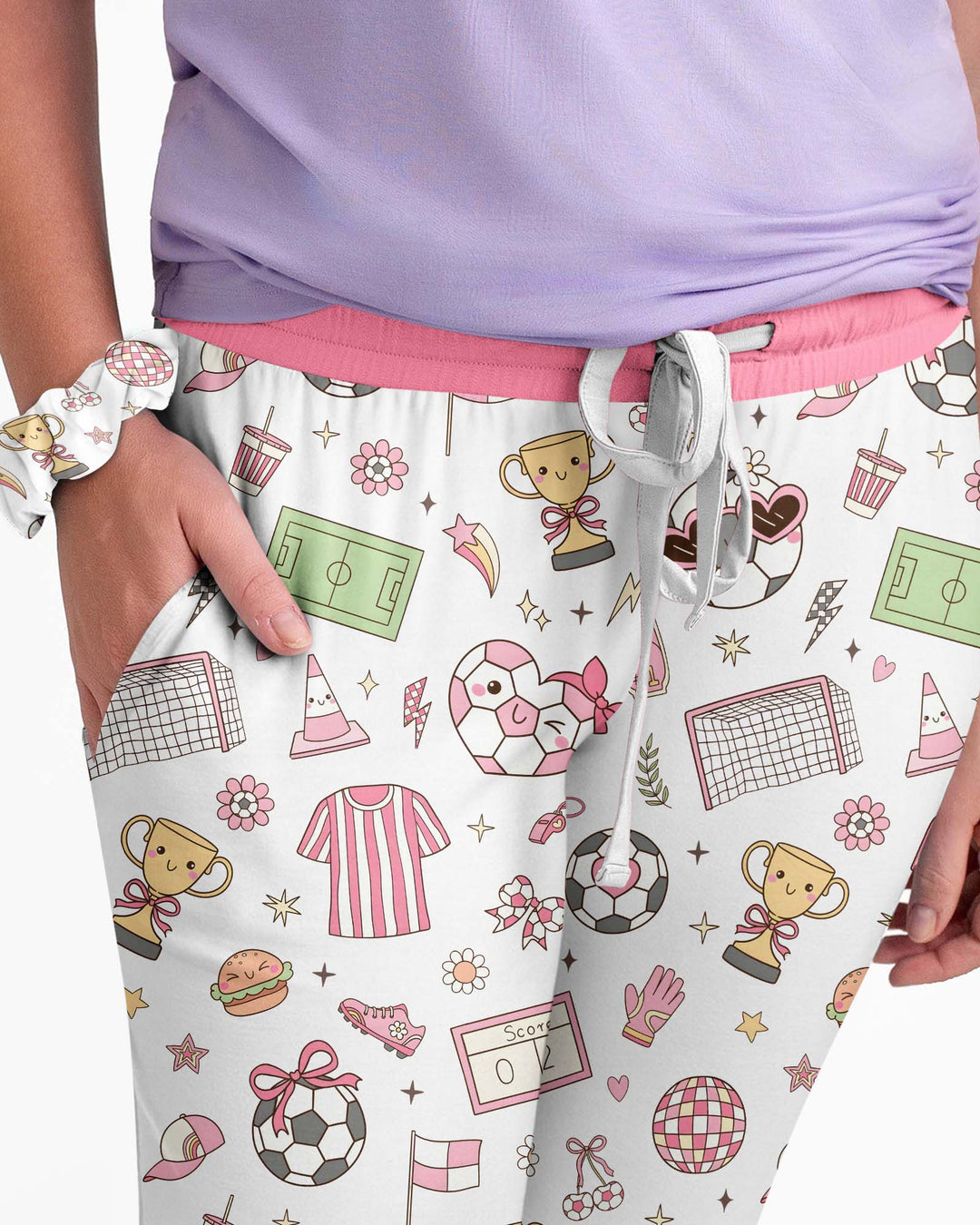 Pink Girly Soccer Coquette Bamboo Women Pajama Set