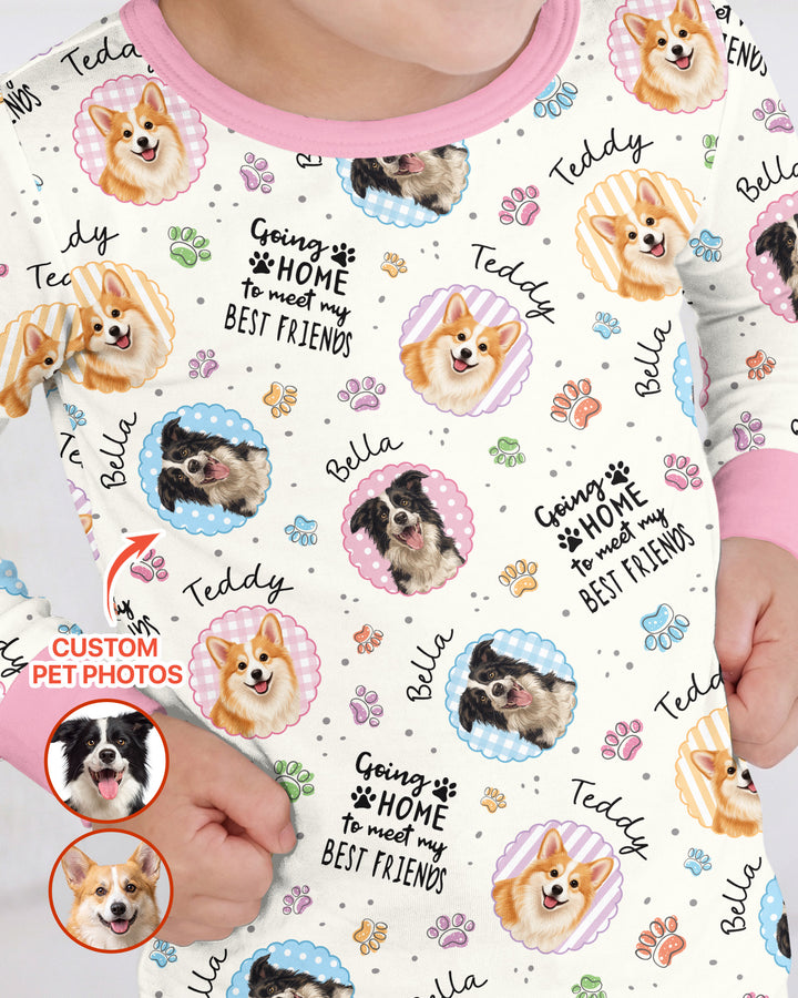 Custom Pet Photo My First Best Friend Bamboo Two Piece Long Sleeve Pajama Set