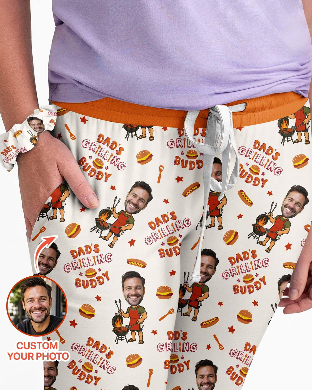 Custom Photo Dad's Grilling Buddy Family Matching Bamboo Women Pajama Set
