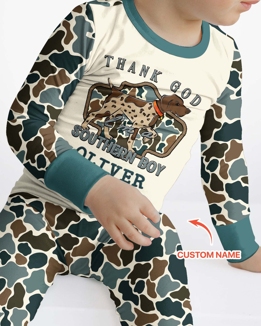 Custom Name Thank God I'm a Southern Bamboo Two Piece Long Sleeve Pajama Set