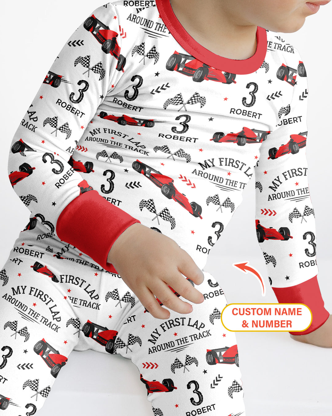 Custom Birthday My First Lap Around The Track Bamboo Two Piece Long Sleeve Pajama Set