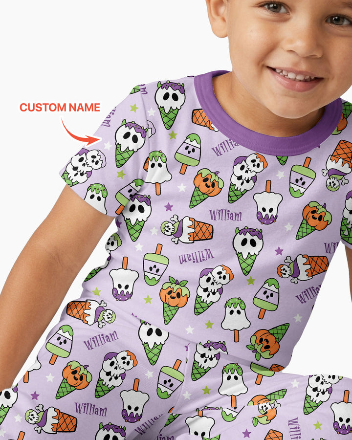 Conjunto de pijama de dos piezas de bambú de manga corta, plantilla personalizada