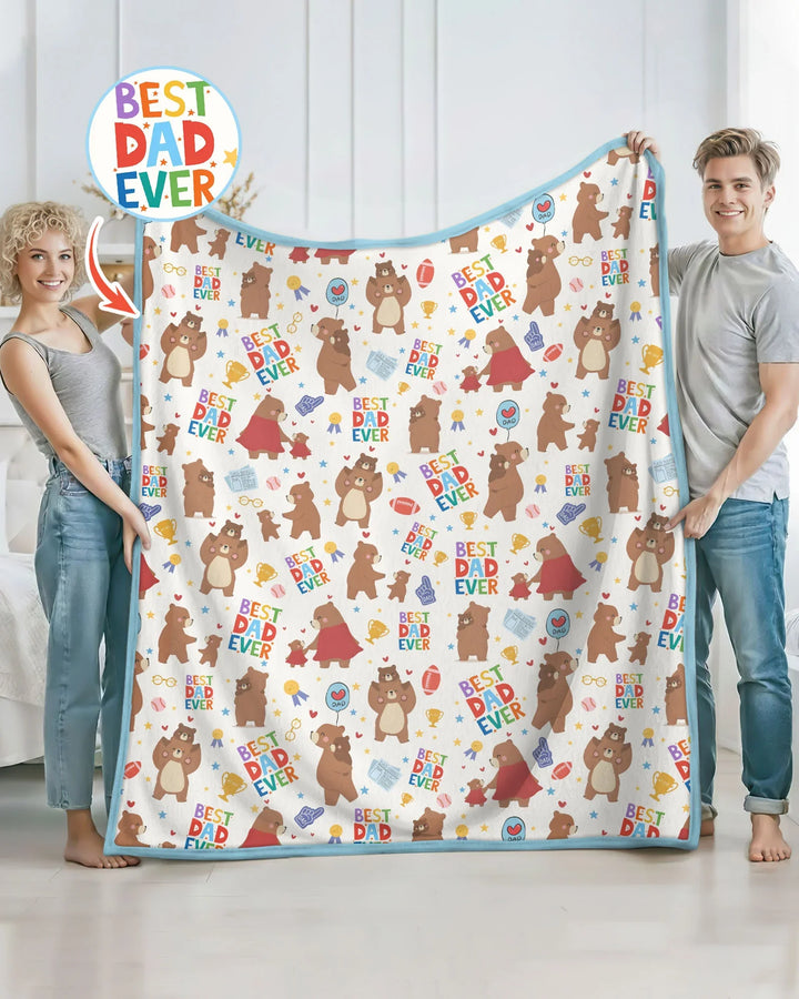 Best Daddy Bear Ever Family Matching Bamboo Blanket