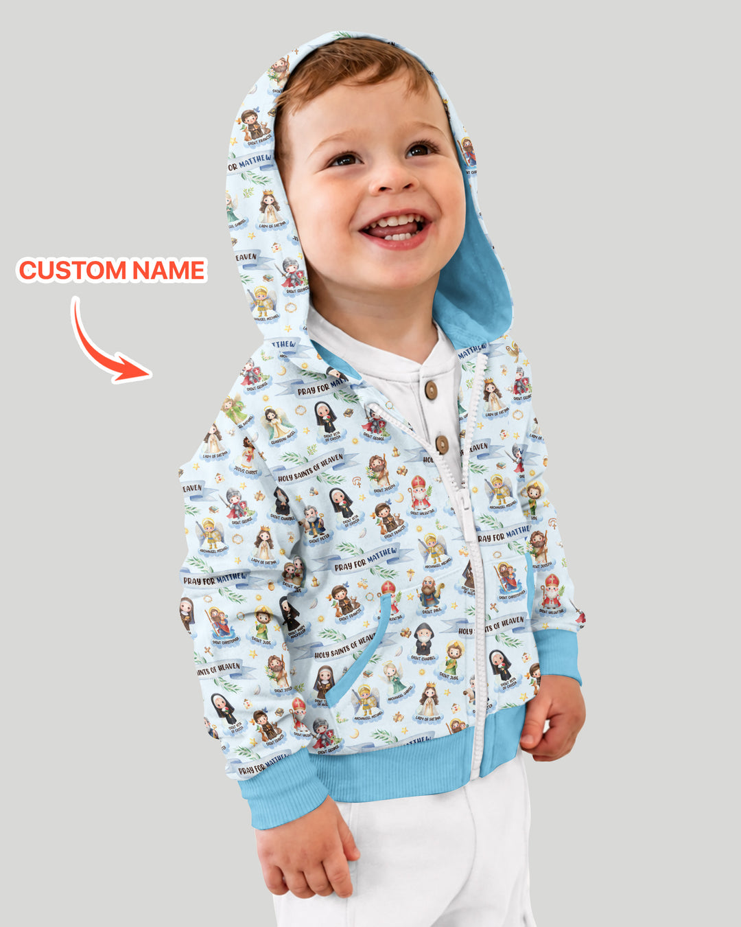 Holy Saints of Heaven Custom Name Bamboo Zip Hoodie
