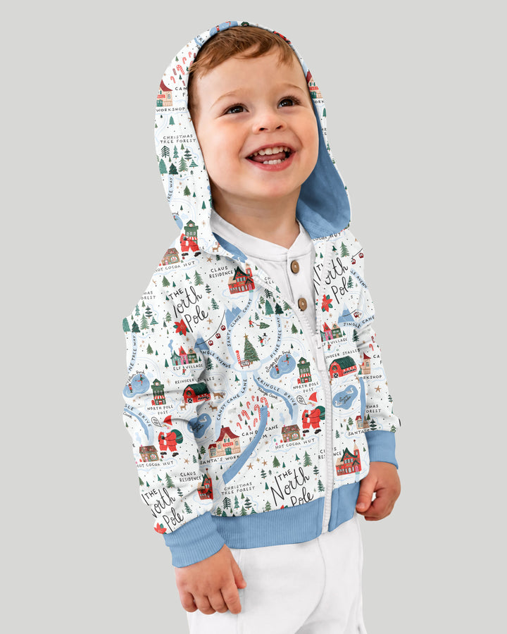 The North Pole Map Bamboo Zip Hoodie