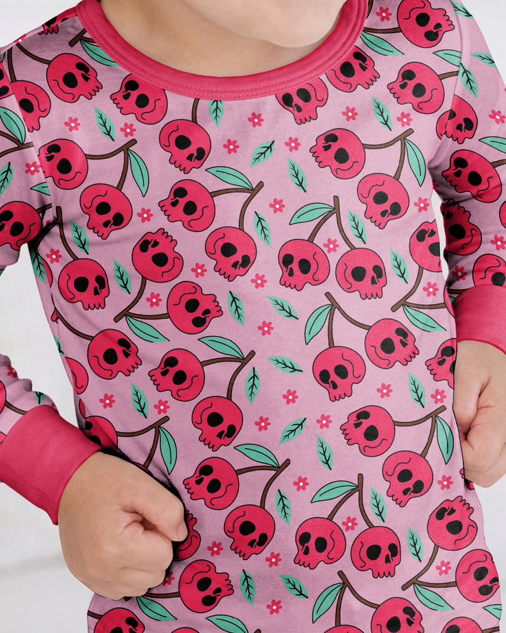 Halloween Cherry Skull Bamboo Two Piece Long Sleeve Pajama Set