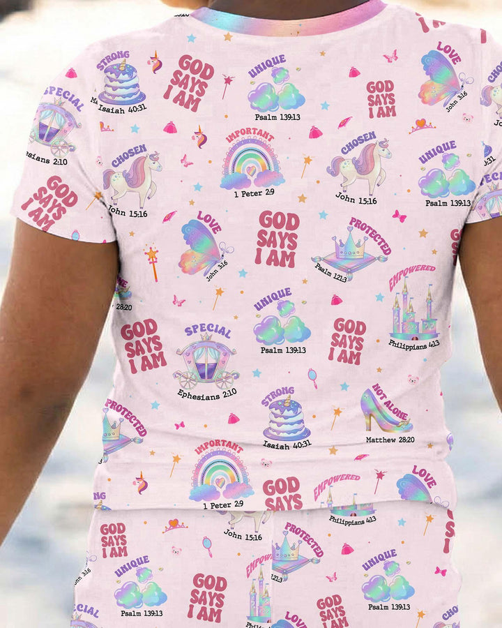 God Says I Am Girl Bamboo Two Piece Short Sleeve Pajama Set