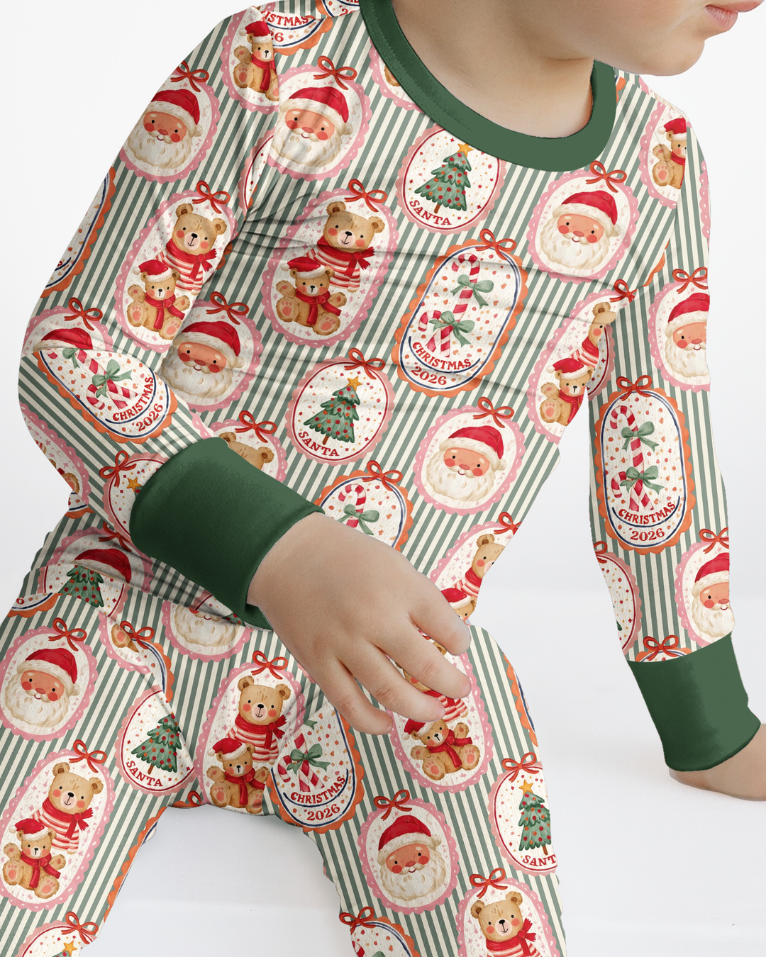 Teddy Bear Christmas Bamboo Two Piece Long Sleeve Pajama Set