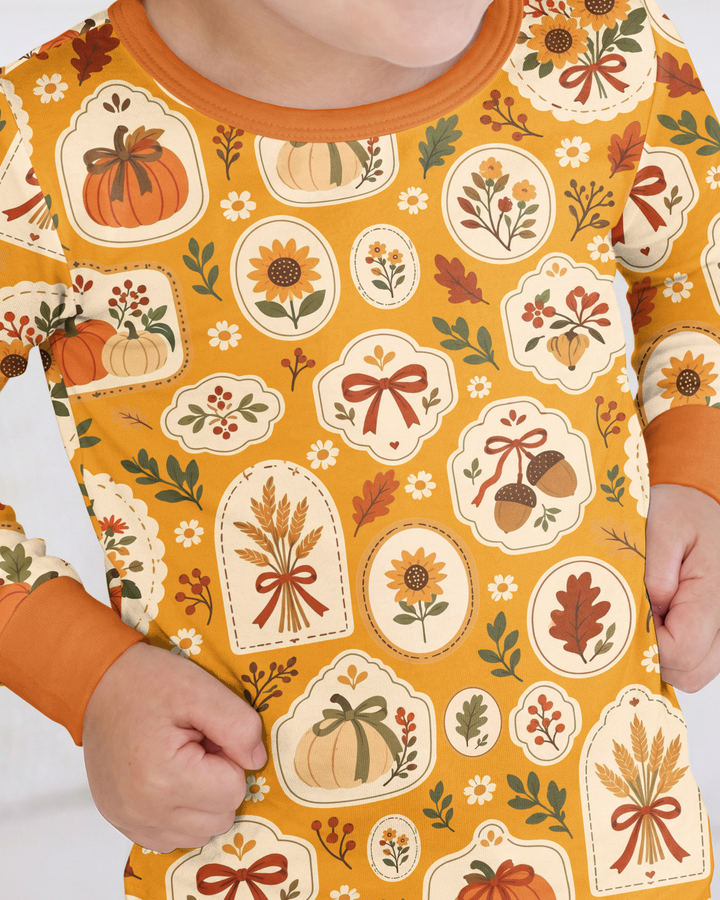 Warm Harvest Fall Bamboo Two Piece Long Sleeve Pajama Set