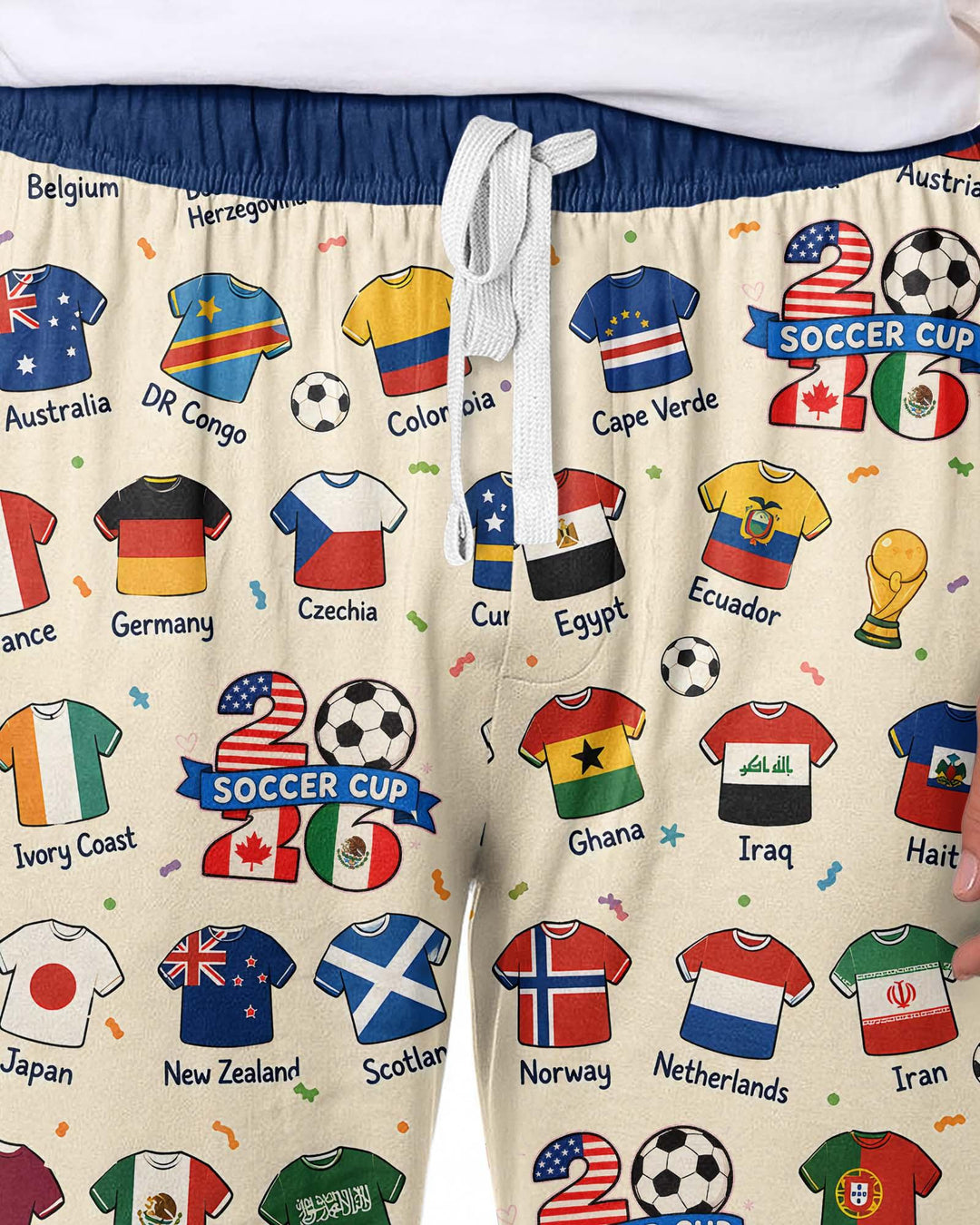 2026 Soccer World Jersey Flag Bamboo Men's Pajama Set