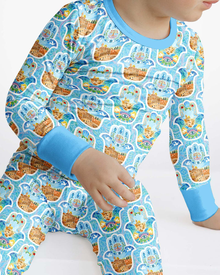Conjunto de pijama de dos piezas de bambú con mangas largas, plantilla PERSONALIZADA