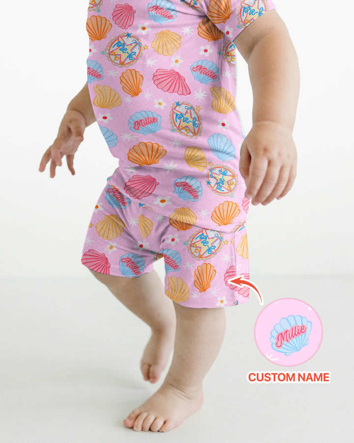 Mermaid Back To School Bamboo Two Piece Short Sleeve Shorts Pajama Set