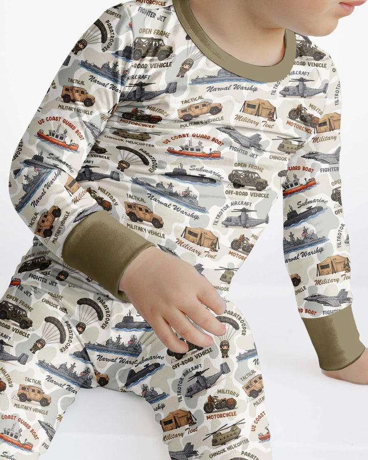 Little Hero Military Family Matching Bamboo Two Piece Long Sleeve Pajama Set