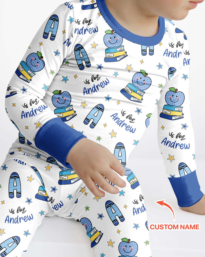 Conjunto de pijama de dos piezas de bambú con mangas largas, plantilla PERSONALIZADA