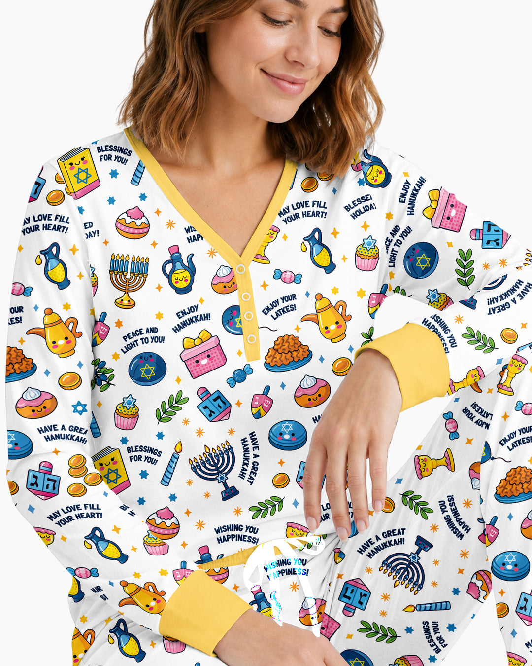 Kawaii Menorah Holiday Bamboo Women Pajama Set
