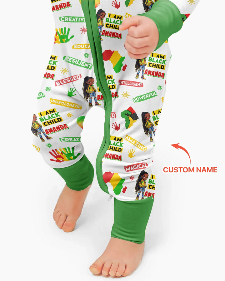 Custom Name I Am Black Child Magical Bamboo Convertible Zippy