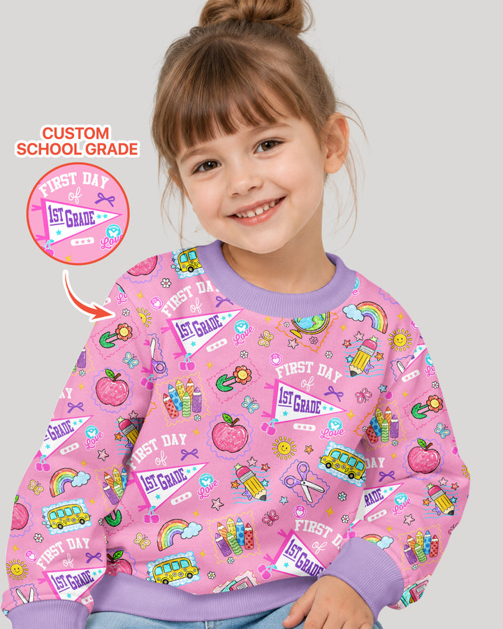 Custom Grade Girls School First Day Bamboo Crewneck Sweatshirt