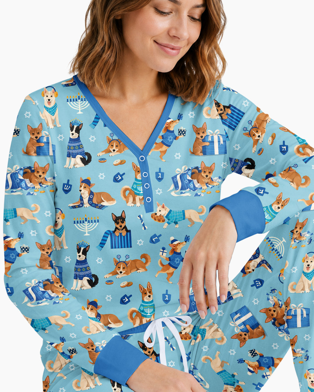 Hannukkah Protected by A Canaan Dog Bamboo Women Pajama Set