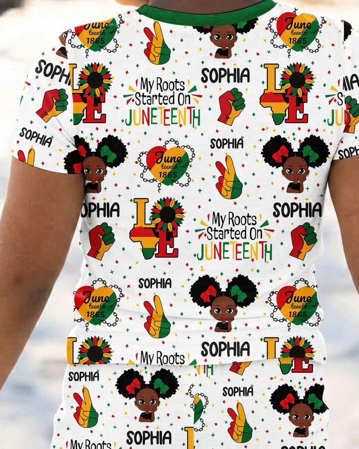 Custom Name My Roots Started On Juneteenth Bamboo Two Piece Short Sleeve Pajama Set