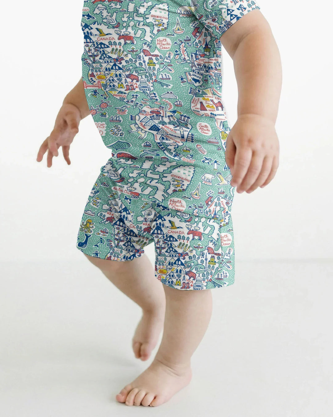 Hello World Wonders Bamboo Two Piece Short Sleeve Shorts Pajama Set