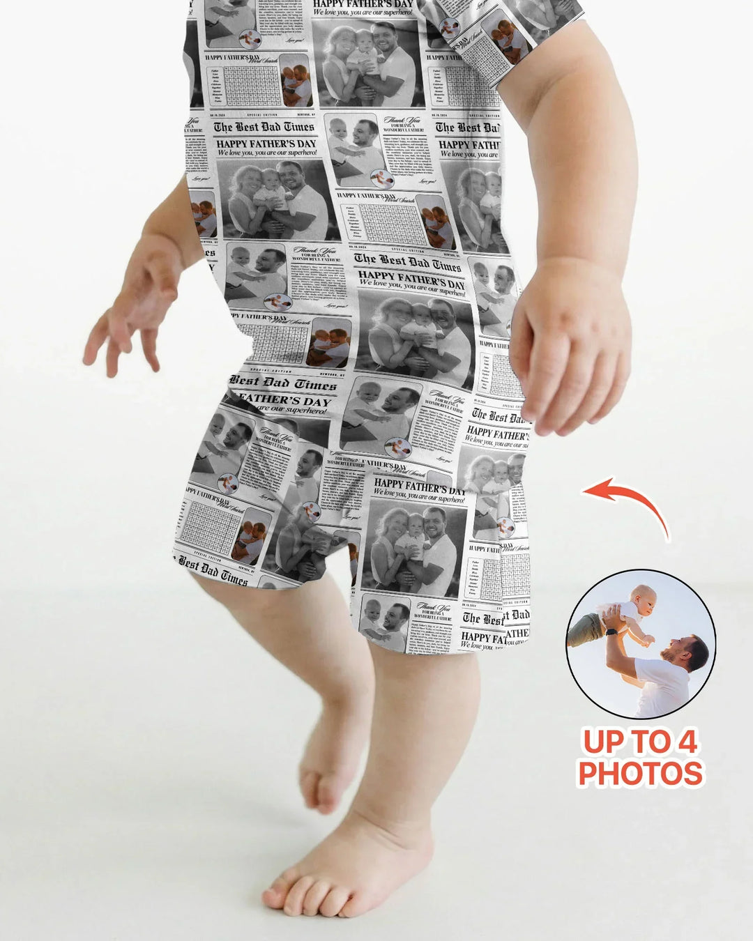 Custom Photo The Best Dad Times Bamboo Two Piece Short Sleeve Shorts Pajama Set