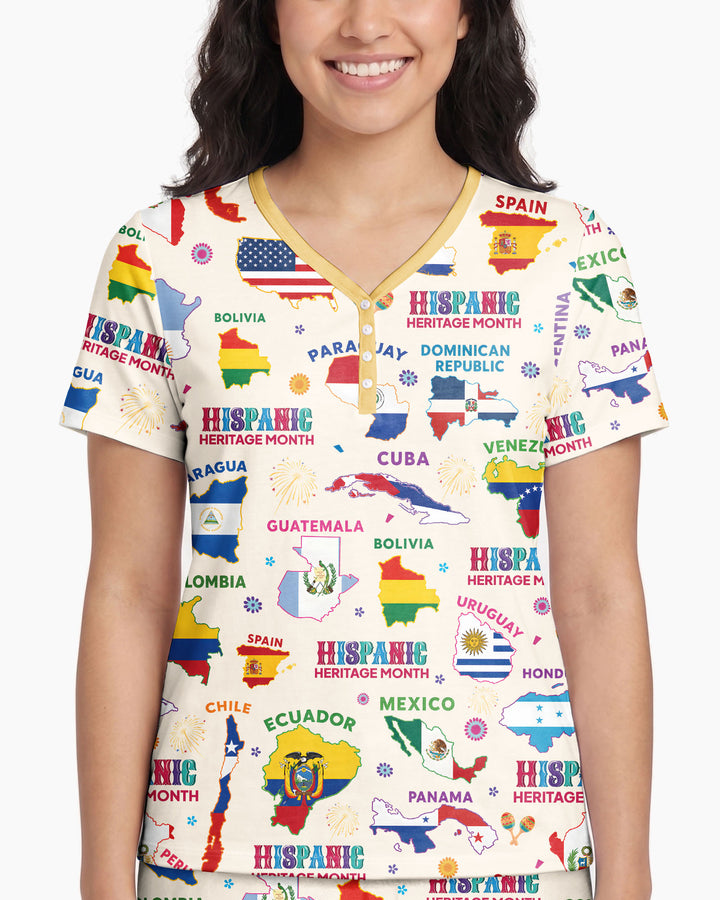 Hispanic Heritage Month Country Flags Bamboo Women Short Sleeve Short Pajama Set