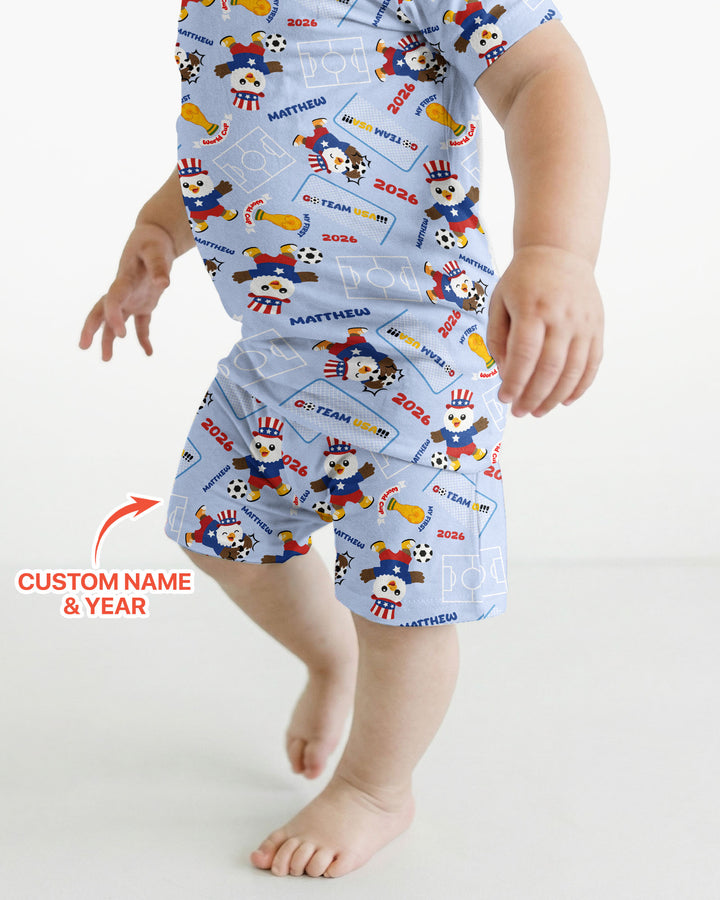 Pijama de bambú de dos piezas de manga corta con pantalón corto, plantilla personalizada
