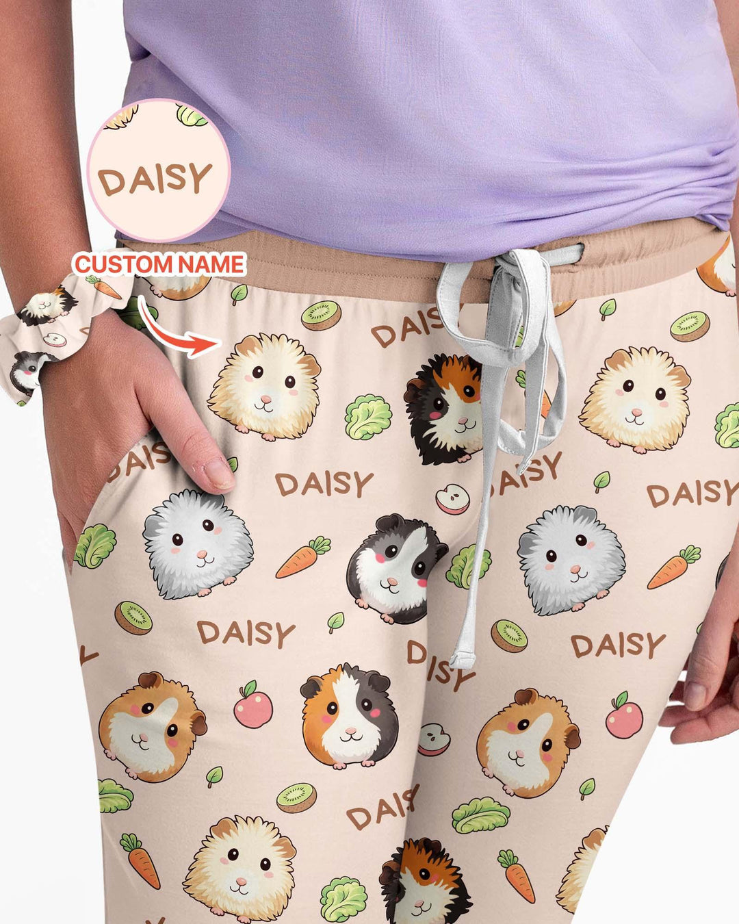 Pijama de bambú para mujer con el nombre de adorables cobayas