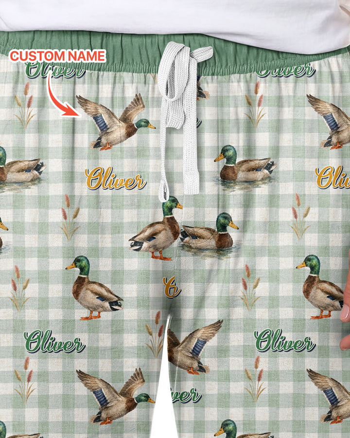 Mallard Duck Custom Name Bamboo Men's Pajama Set